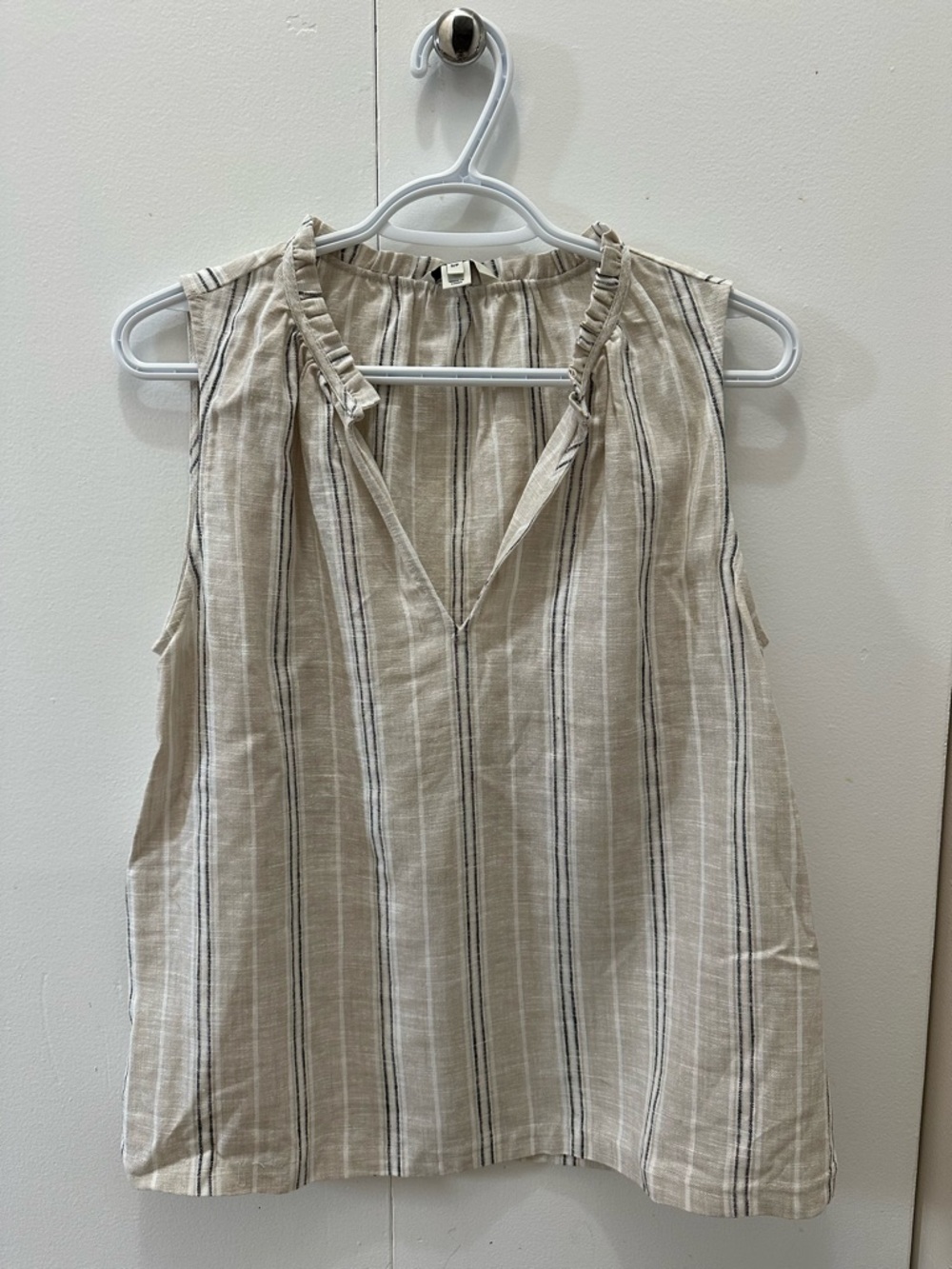 RW&CO. Striped Sleeveless V-Neck Linen Tank